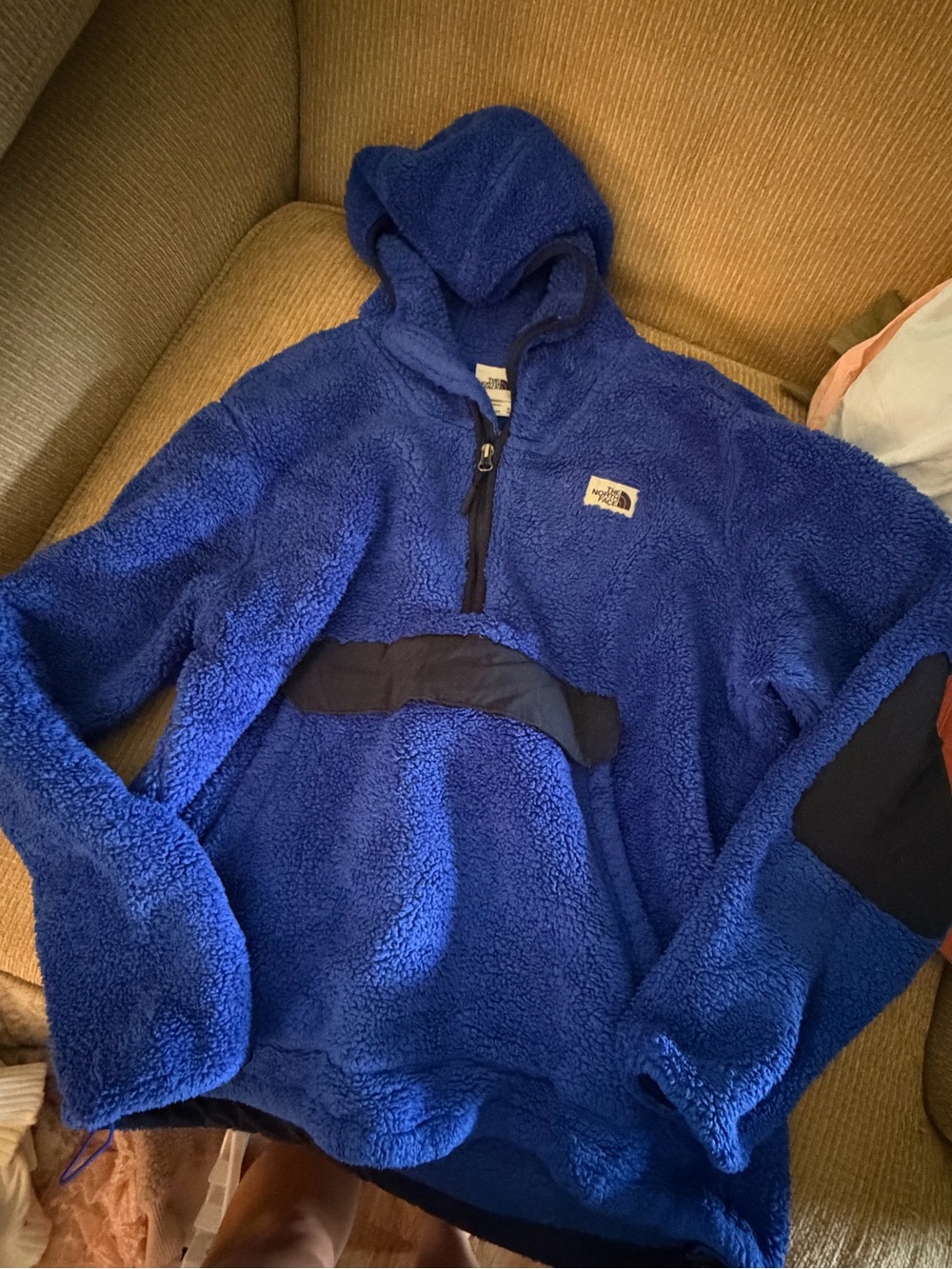 The North Face Men’s Royal Blue Sherpa Fleece Half-Zip Hoodie